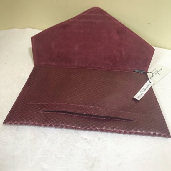 Alberta di Canio NEW Leather Clutch Bag Snake Animal Print Purse Minimalist Red - Picture 4 of 16